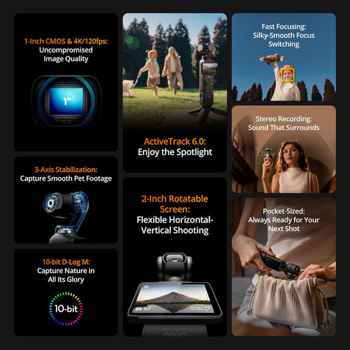 DJI Osmo Pocket 3, Vlogging Cameras with 1'' CMOS & 4K/120fps Vlog Camera, 3-Axis Stabilization, Fast Focusing, Face/Object Tracking, Digital Vlogging Camera